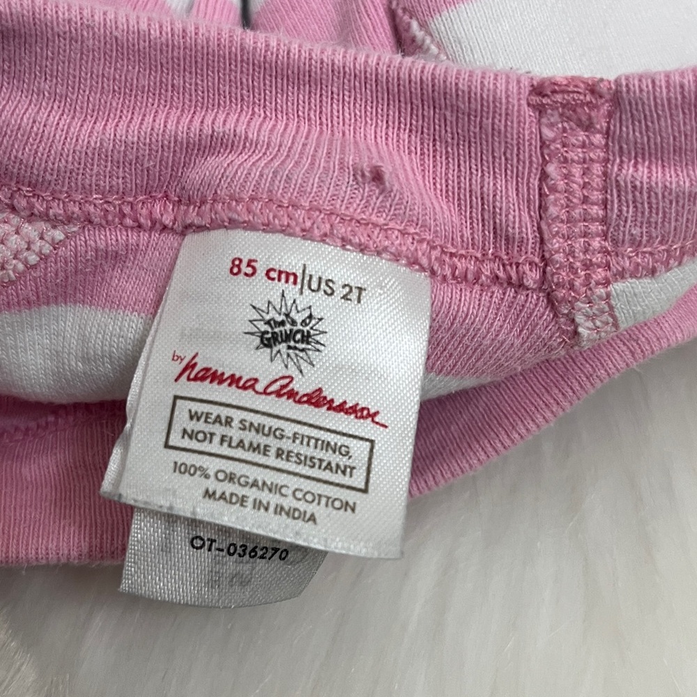 Hanna Andersson Pink Striped The Grinch Cindy Lou Who Organic Cotton Pajamas - Picture 8 of 13